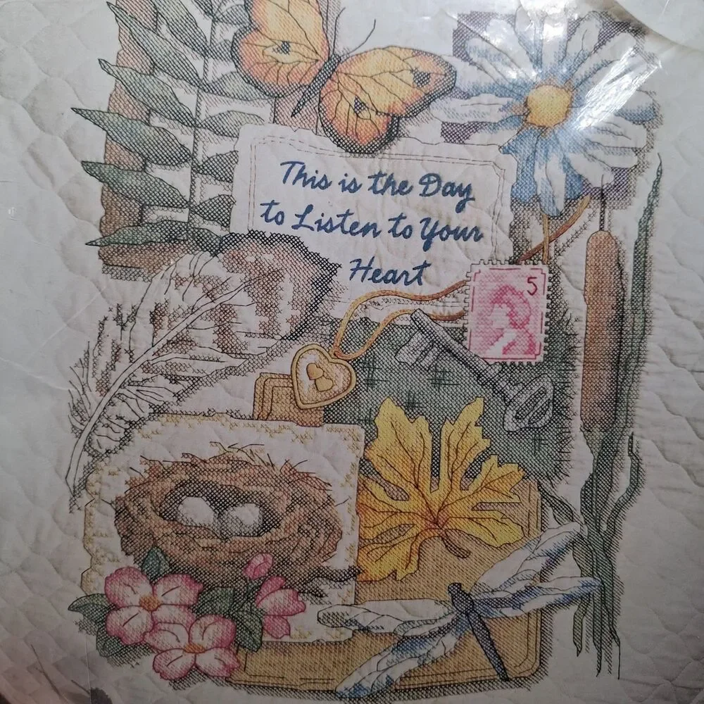 NEW Dimensions Stamped Cross Stitch Quilt Listen To Your Heart Todd Trainer 3223
